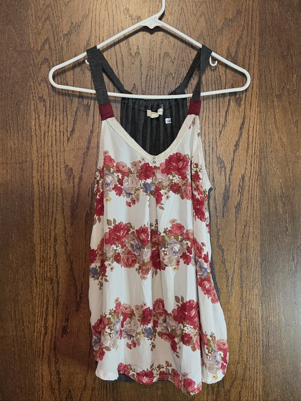 Rewind Floral Lace-Trim Tank Top